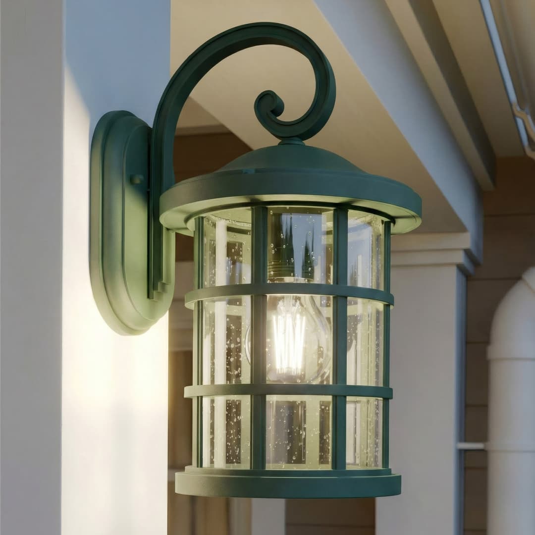 Ankea Außenwandlampe, Höhe 37 cm, grün, E27, IP23 - Lindby - Terrasse - Antik - Kunststoff - Einflammig