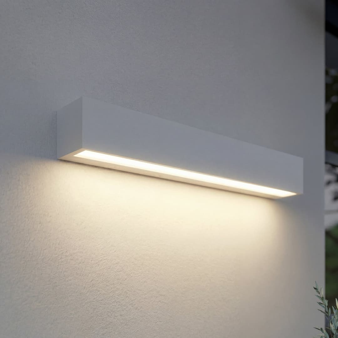 Lengo LED-Außenwandlampe, 50cm, weiß, down, 3000K - Lucande - Modern - Aluminium - Eckig