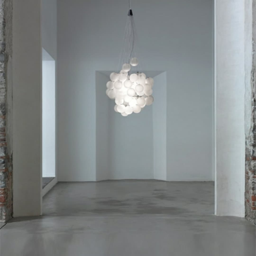 Stochastic 72 Pendelleuchte 2700K Opal Weiß - Luceplan - Wohnzimmer - Glas