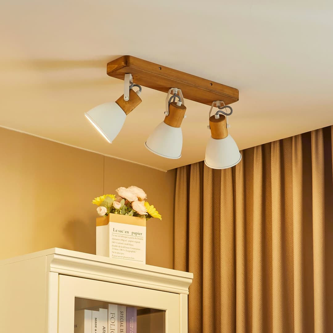 Merela 3 Deckenleuchte Wood/White - Lindby - Wohnzimmer - Skandinavisch - Holz - Mehrflammig