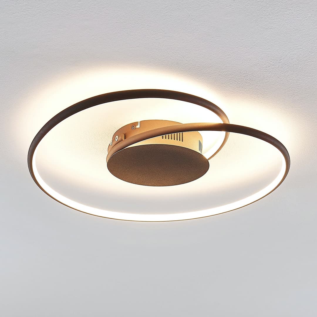 Joline LED Deckenleuchte Ø45 Rust - Lindby - Wohnzimmer - Modern - Metall - Bündig