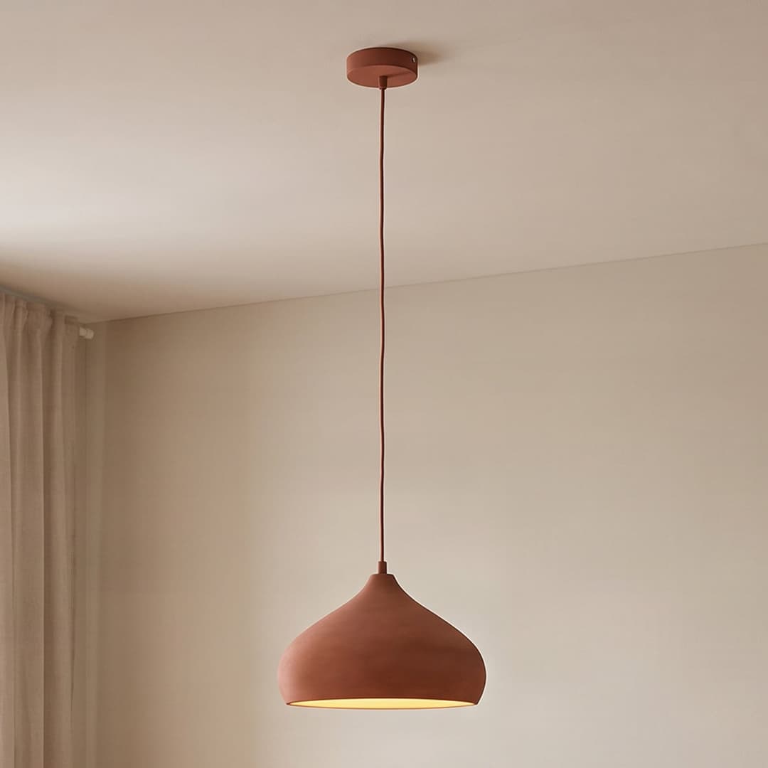 Fiona Pendelleuchte Terracotta - Lindby - Wohnzimmer - Mediterran - Beton - Einflammig