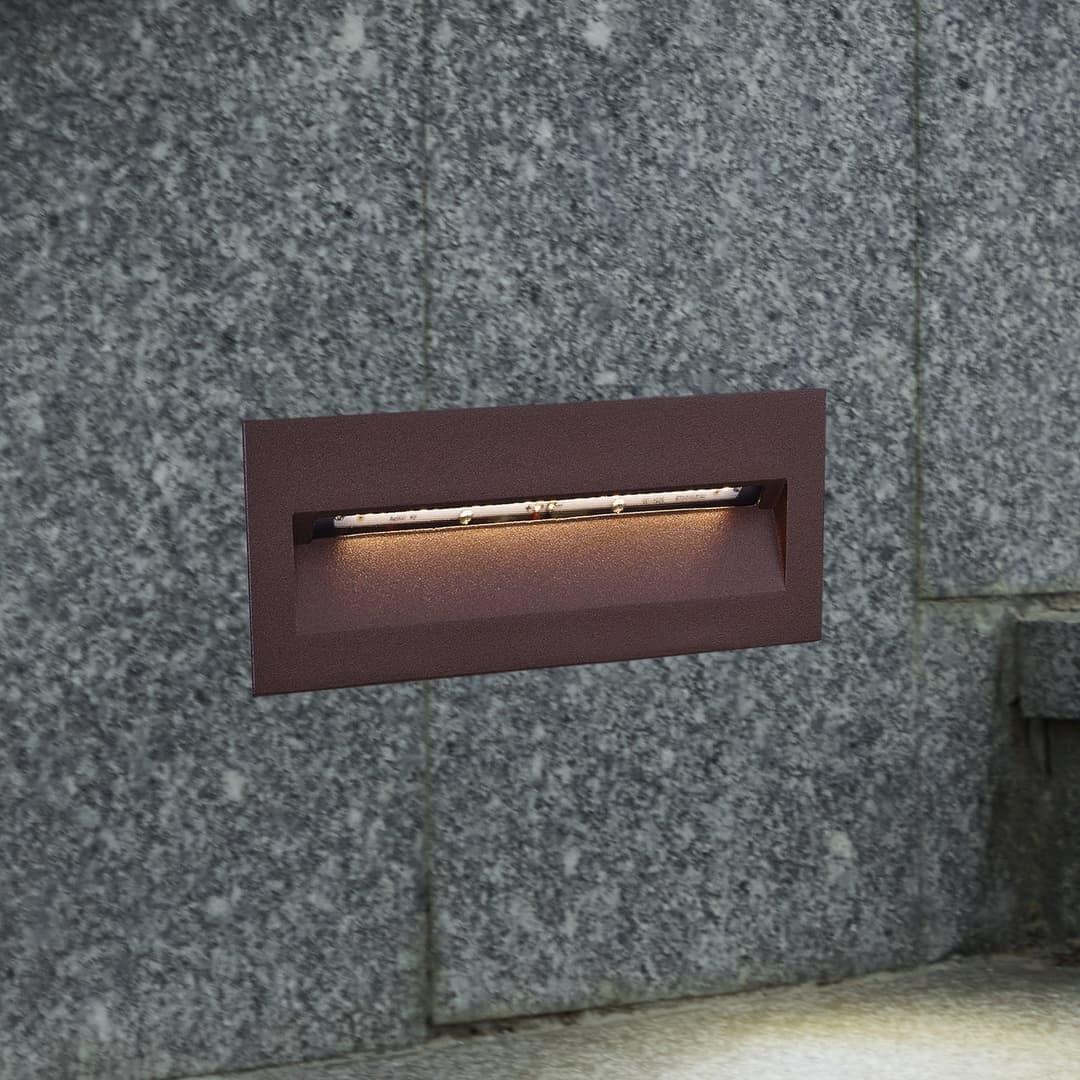 Loya LED Indbygnings Wandleuchte 23x8 IP54 Rost - Lucande - Terrasse - Modern - Aluminium - Eckig