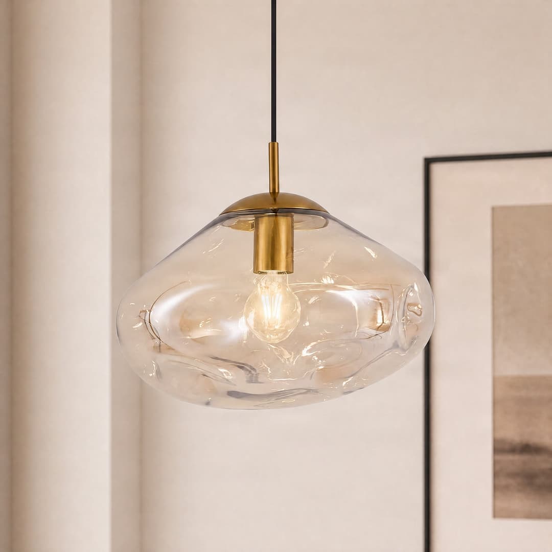 Lelia Hängeleuchte Ø 35 cm amber Glas - Lindby - Esszimmer - Design - Einflammig