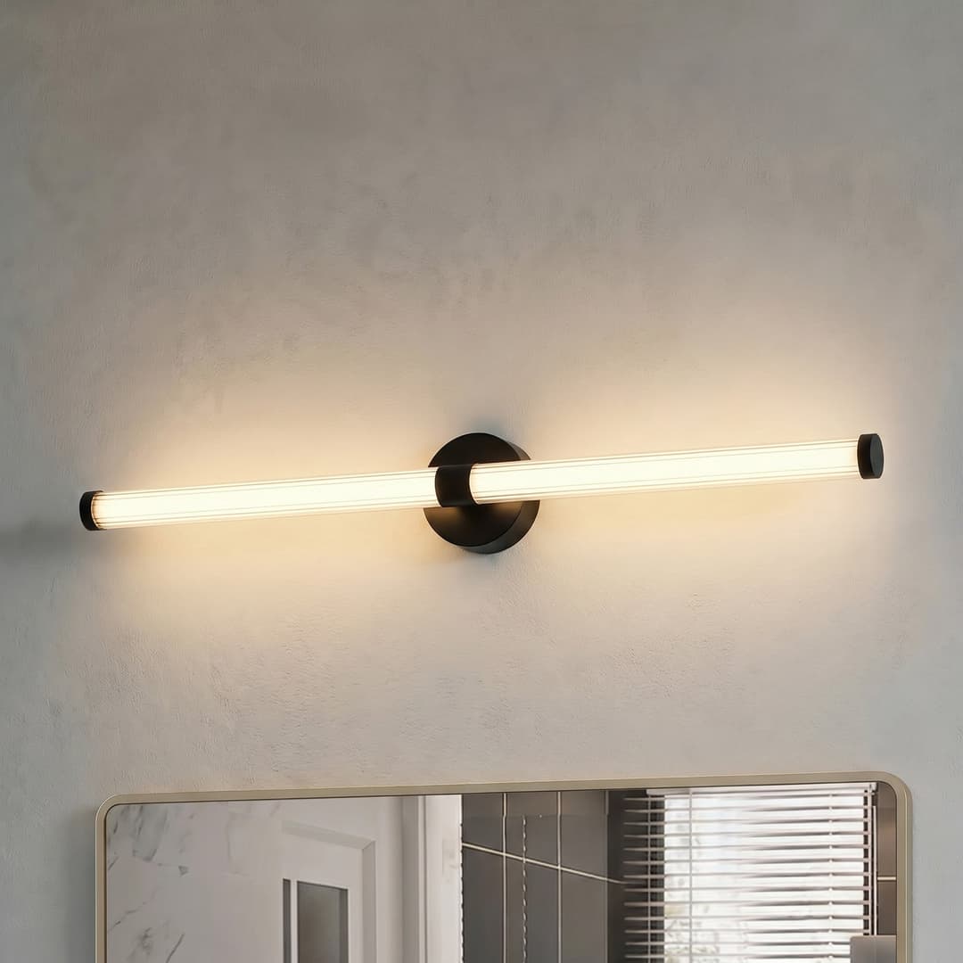 Melisa LED-Wandleuchte, schwarz, 90 cm, CCT, IP44 - Lucande - Badezimmer - Modern - Glas - Zylinder