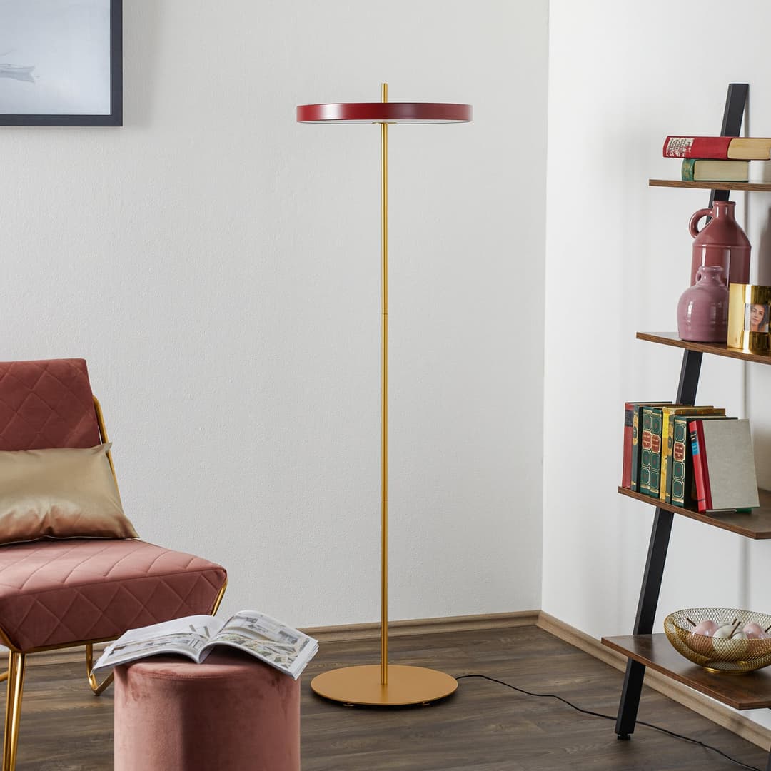 Asteria Stehleuchte Ruby Red - UMAGE Asteria Floor - Wohnzimmer - Design - Metall - Mit Schirm