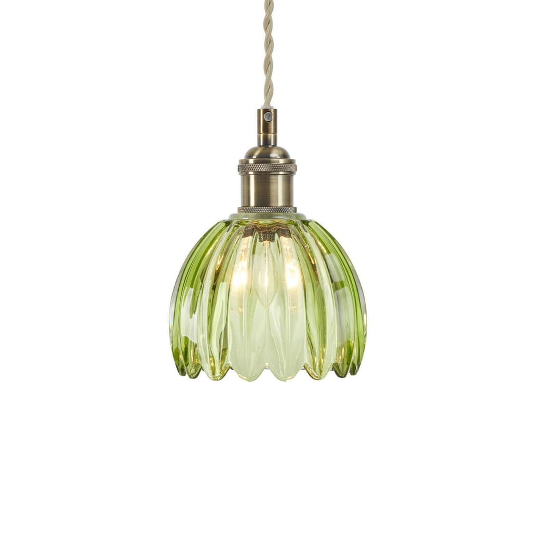 Gota Hängeleuchte, altmessing/grün, Glas, Ø 13 cm, Stecker - Markslöjd Gotta - Wohnzimmer - Einflammig