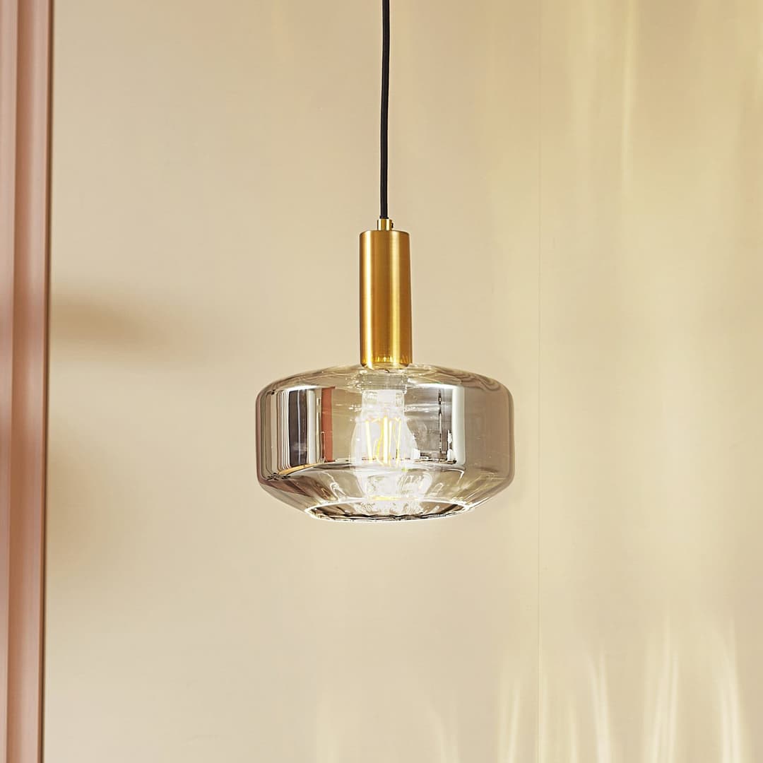 Hildur Hängelampe, Ø 22 cm, 1-flg., rauchgrau, Glas - Lindby - Esszimmer - Einflammig