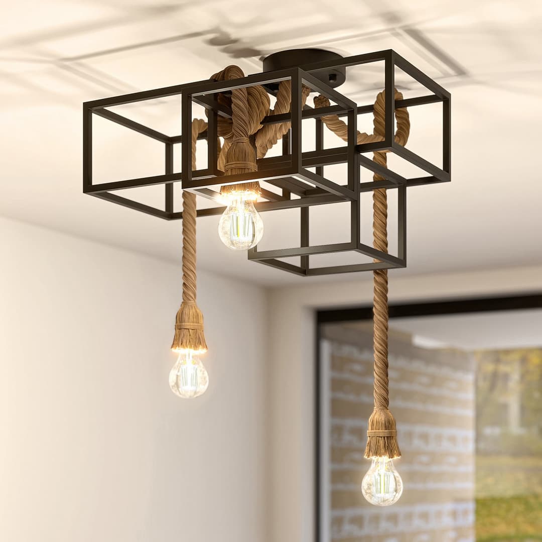 Andrik 3 Deckenleuchte Black - Lucande - Wohnzimmer - Modern - Metall - Eckig
