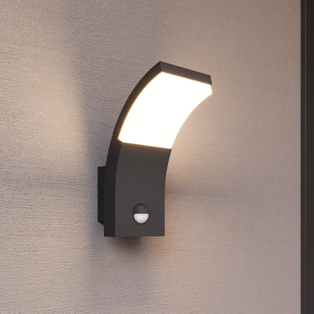 Timm Außenwandleuchte IP54 w/Sensor Graphite - Lucande - Terrasse - Modern - Aluminium - Einflammig