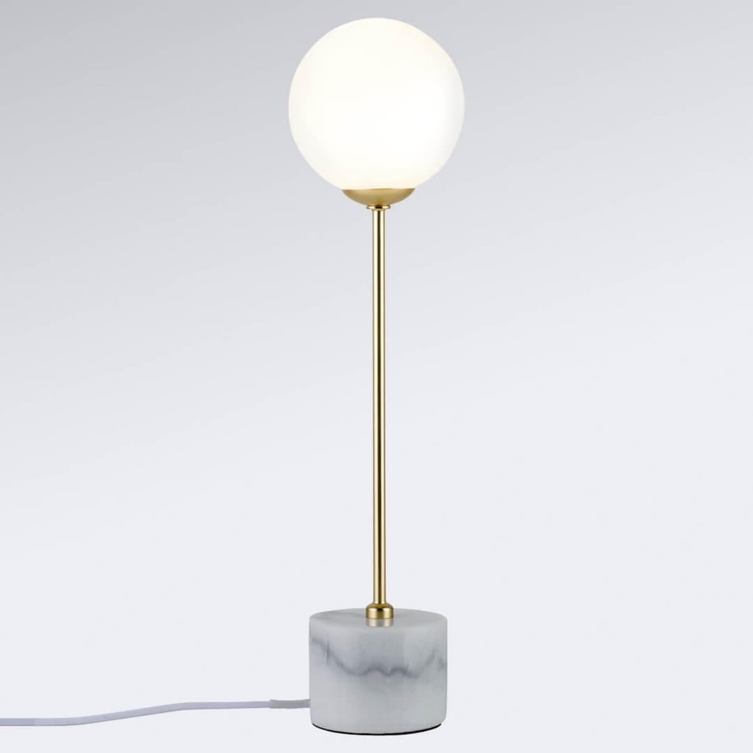 Moa Tischleuchte Weiß/Gold/Marble - Paulmann - Wohnzimmer - Modern - Stein - Mit Schirm