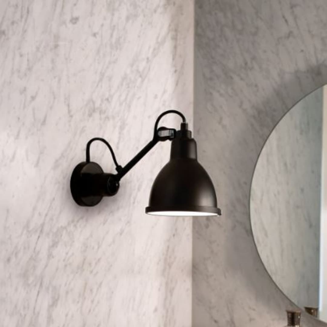 Lampe Gras 304 Bad-Wandleuchte, IP64, schwarz - DCW - Badezimmer - Design - Metall