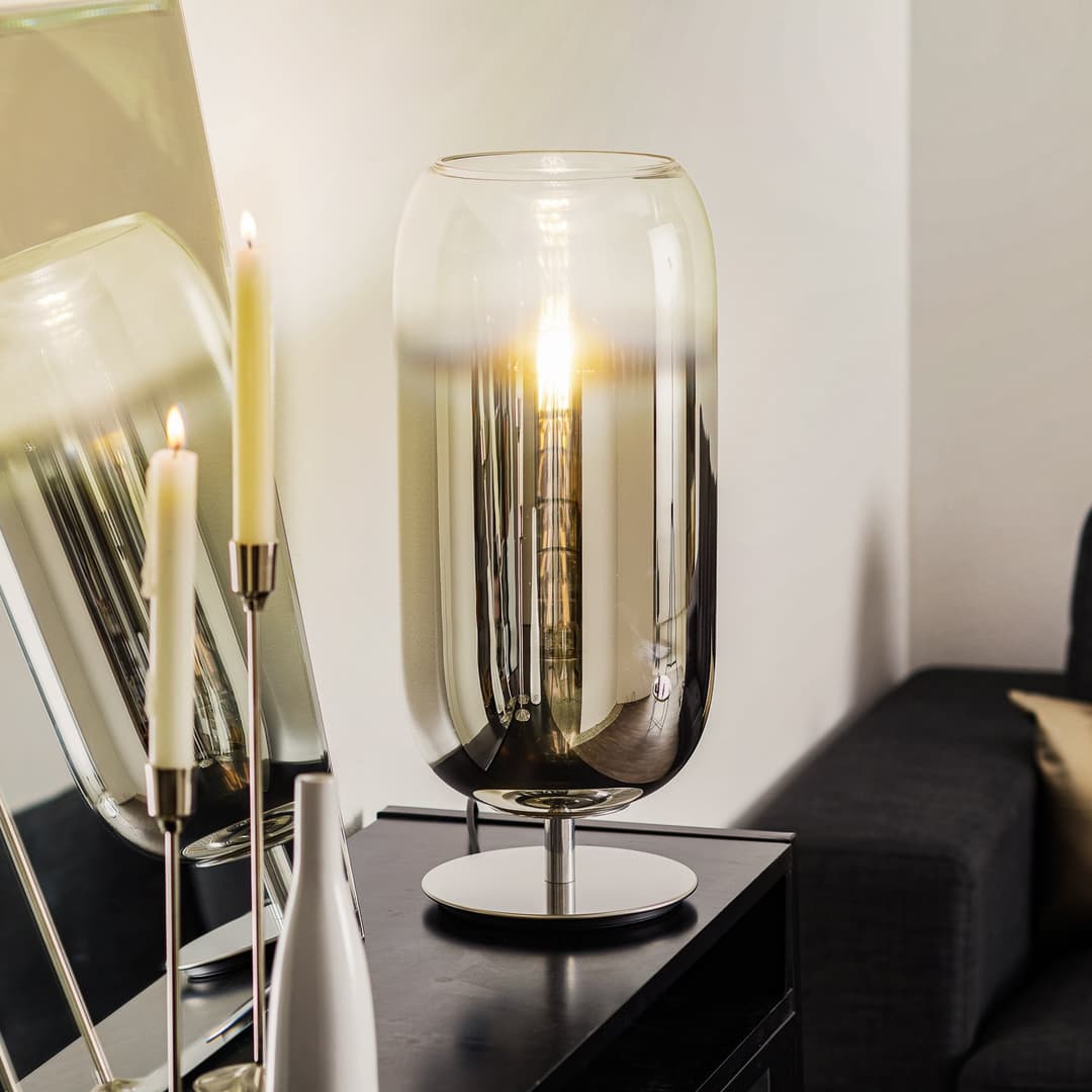 Gople Tischleuchte Silver - Artemide - Wohnzimmer - Design - Glas - Mit Schirm