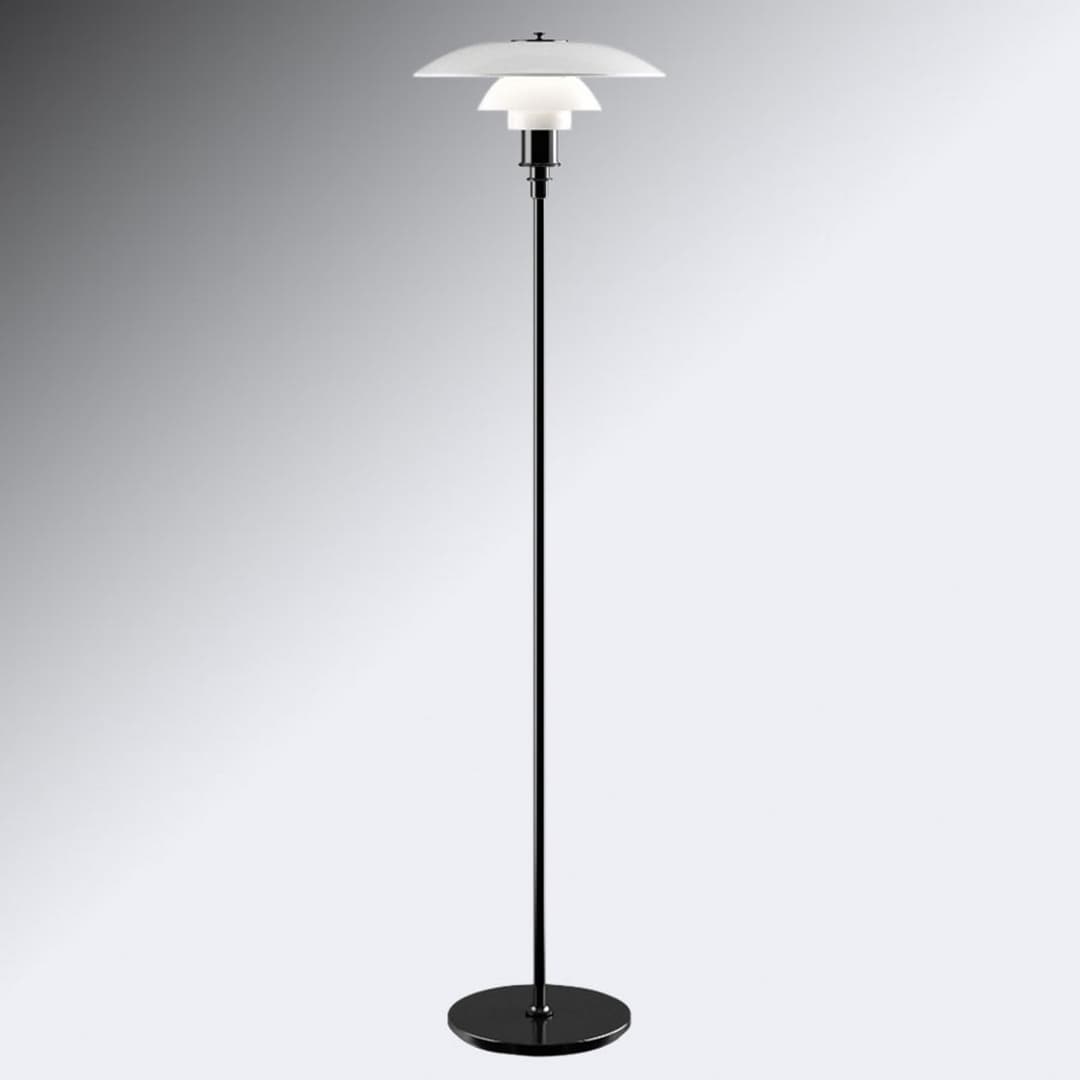 PH 3½-2½ Stehleuchte Schwarz Metallisiert - Louis Poulsen PH 3 1/2-2 1/2 - Wohnzimmer - Design - Glas - Mit Schirm