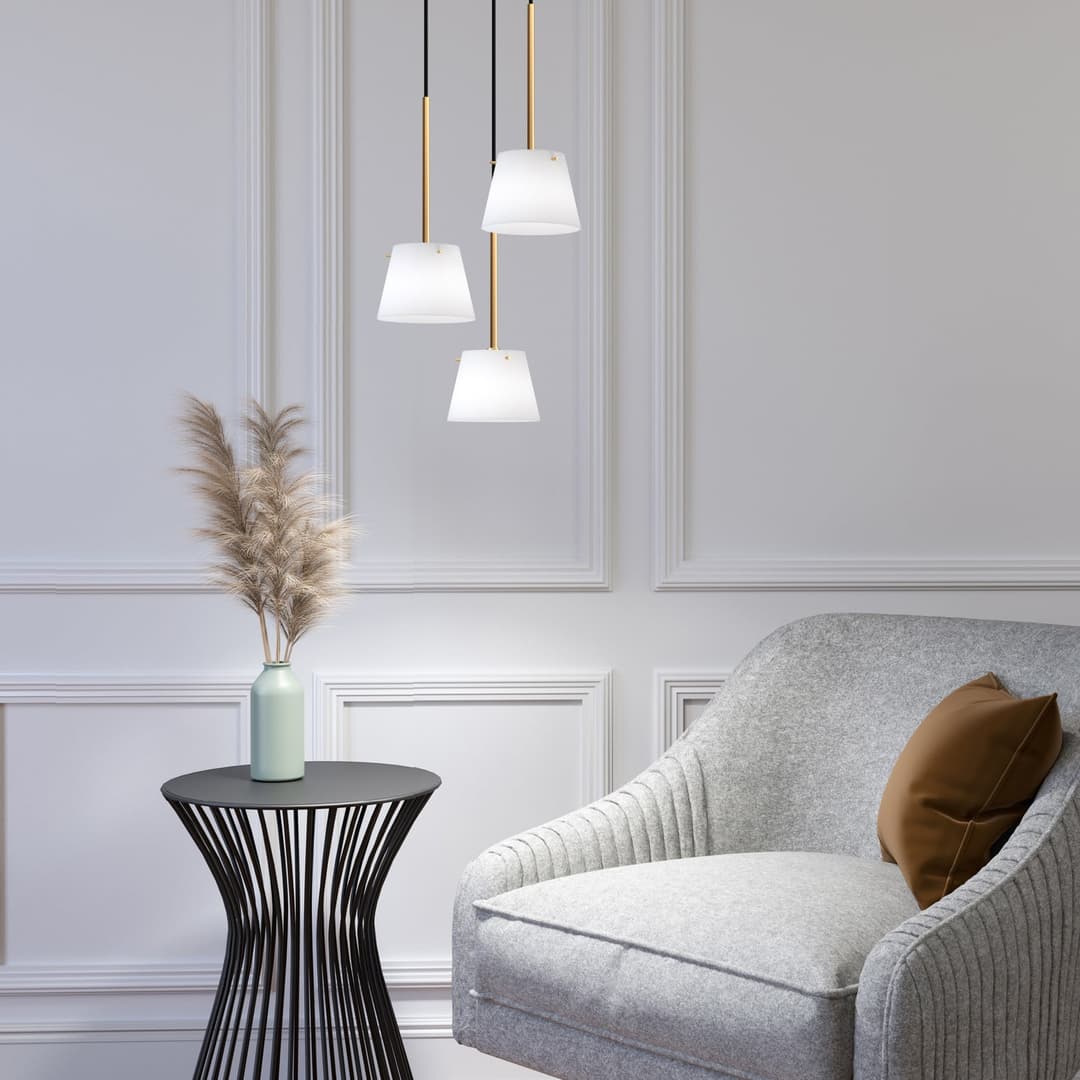 Gil il Grande Pendelleuchte Satin/Brass - Herstal - Wohnzimmer - Glas