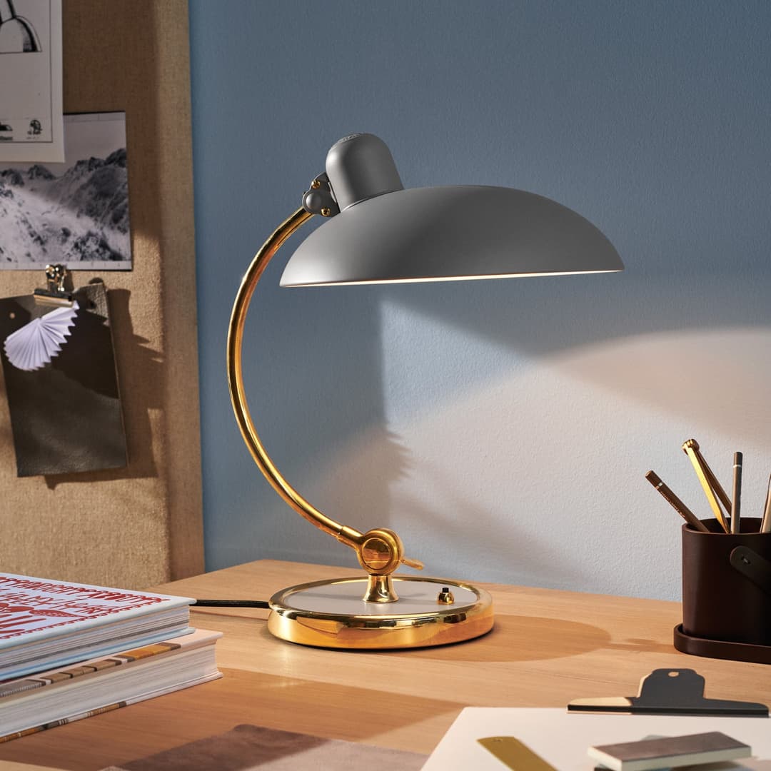 Kaiser Idell Luxus Tischlampe, grau/messi - Fritz Hansen Kaiser Idell 6631-T Luxus - Wohnzimmer - Design - Metall - Einflammig