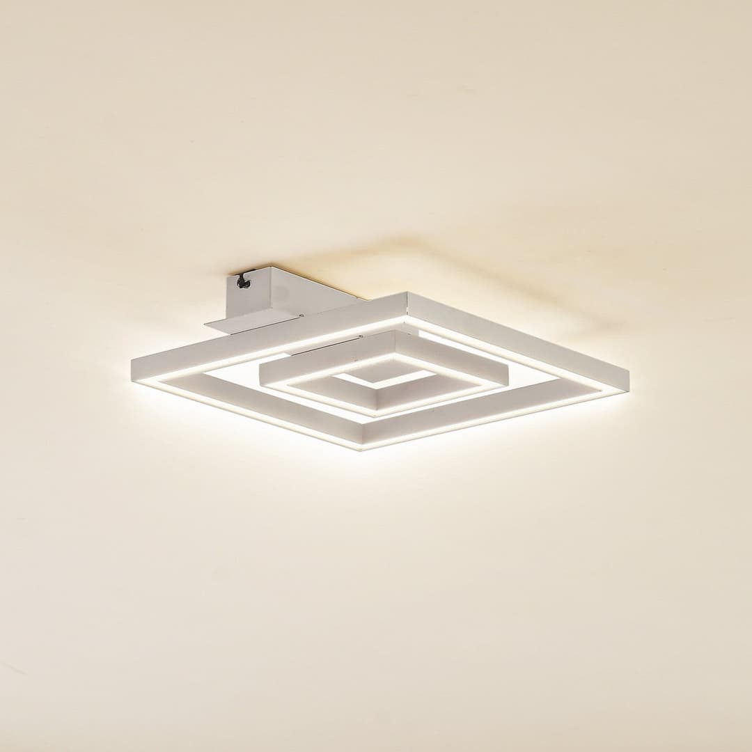 Madamo LED Deckenleuchte Weiß - Lindby - Wohnzimmer - Modern - Aluminium - Eckig