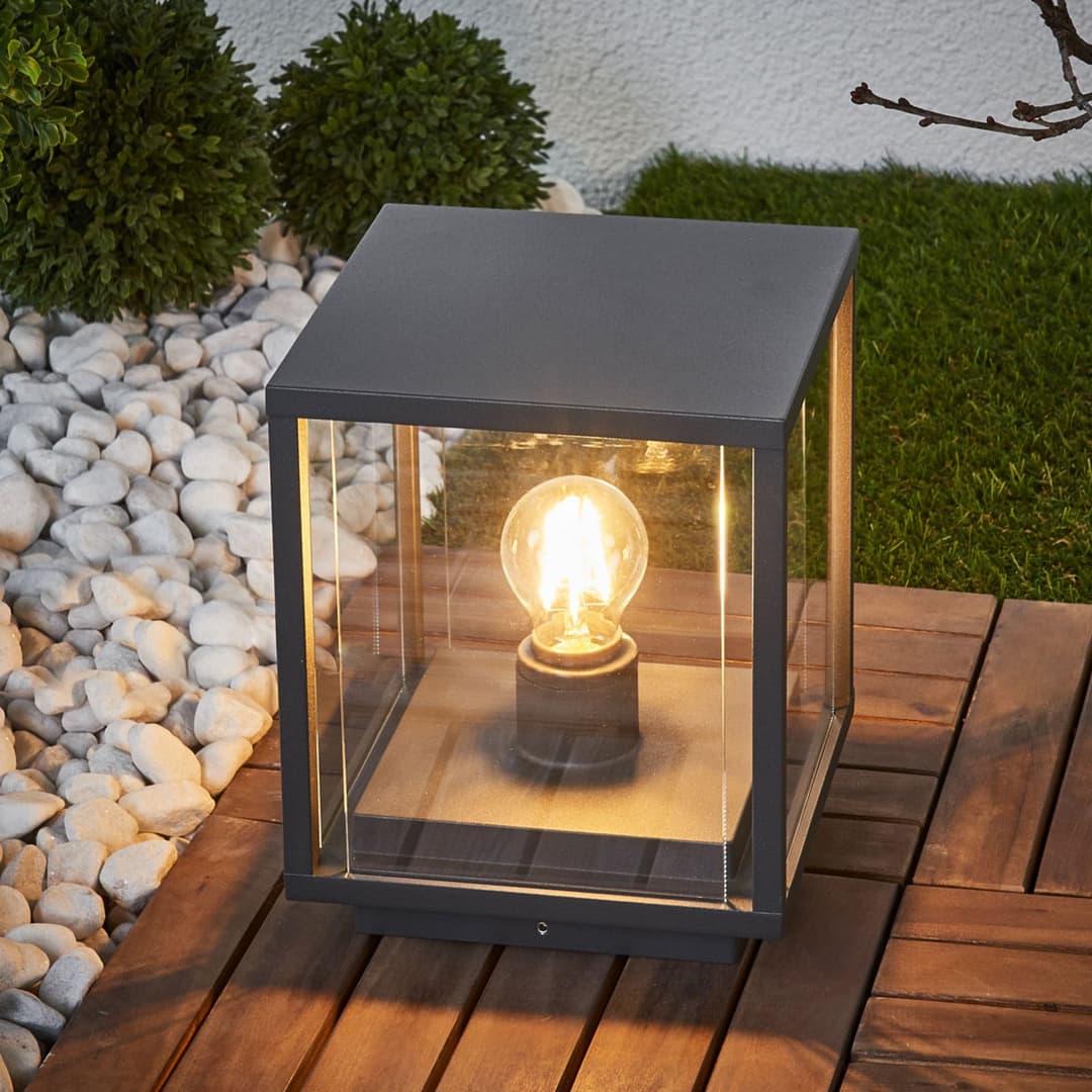 Annalea Außen Gartenleuchte H20 Dark Grey/Clear - Lucande - Terrasse - Modern - Metall - Einflammig