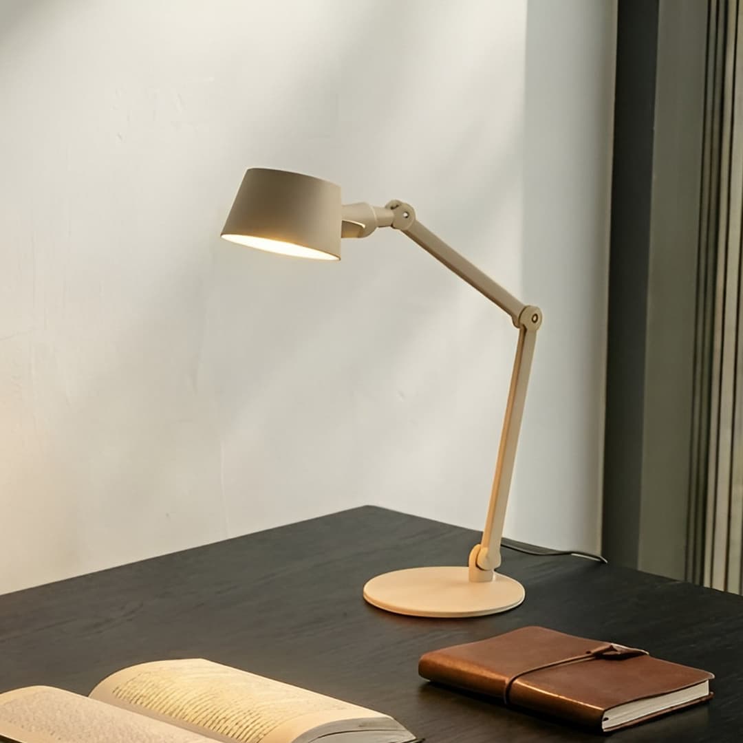 Silka Tischleuchte, beige, E27, 93 cm, verstellbar - Lucande - Arbeitszimmer / Büro - Modern - Metall - Einflammig