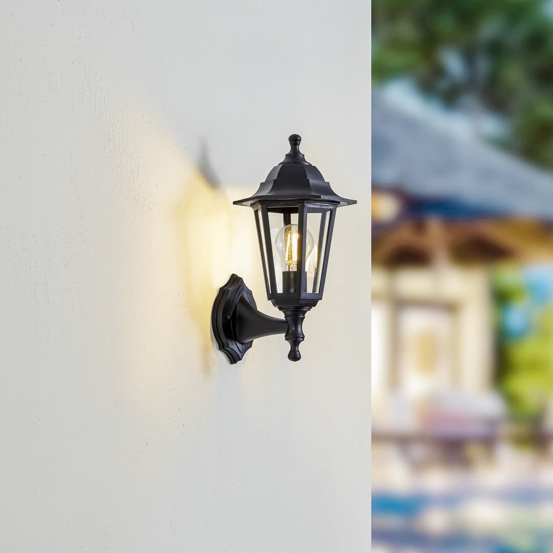 Nane Außenwandlampe, Laterne, seewasserfest, E27 - Lindby - Balkon - Antik - Kunststoff - Einflammig