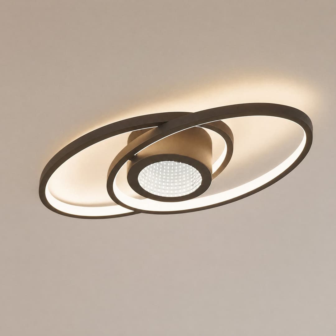 Thalina LED Deckenleuchte 60cm Schwarz/Weiß - Lindby - Wohnzimmer - Modern - Metall - Rund