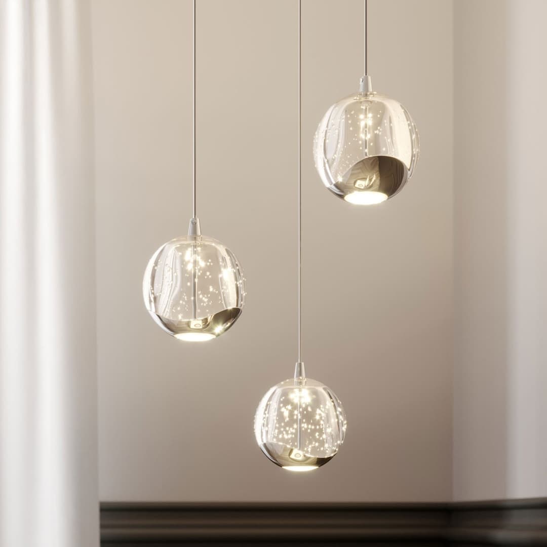 Hayley 3 Pendelleuchte Clear/Chrome - Lucande - Wohnzimmer - Modern - Glas - Mehrflammig