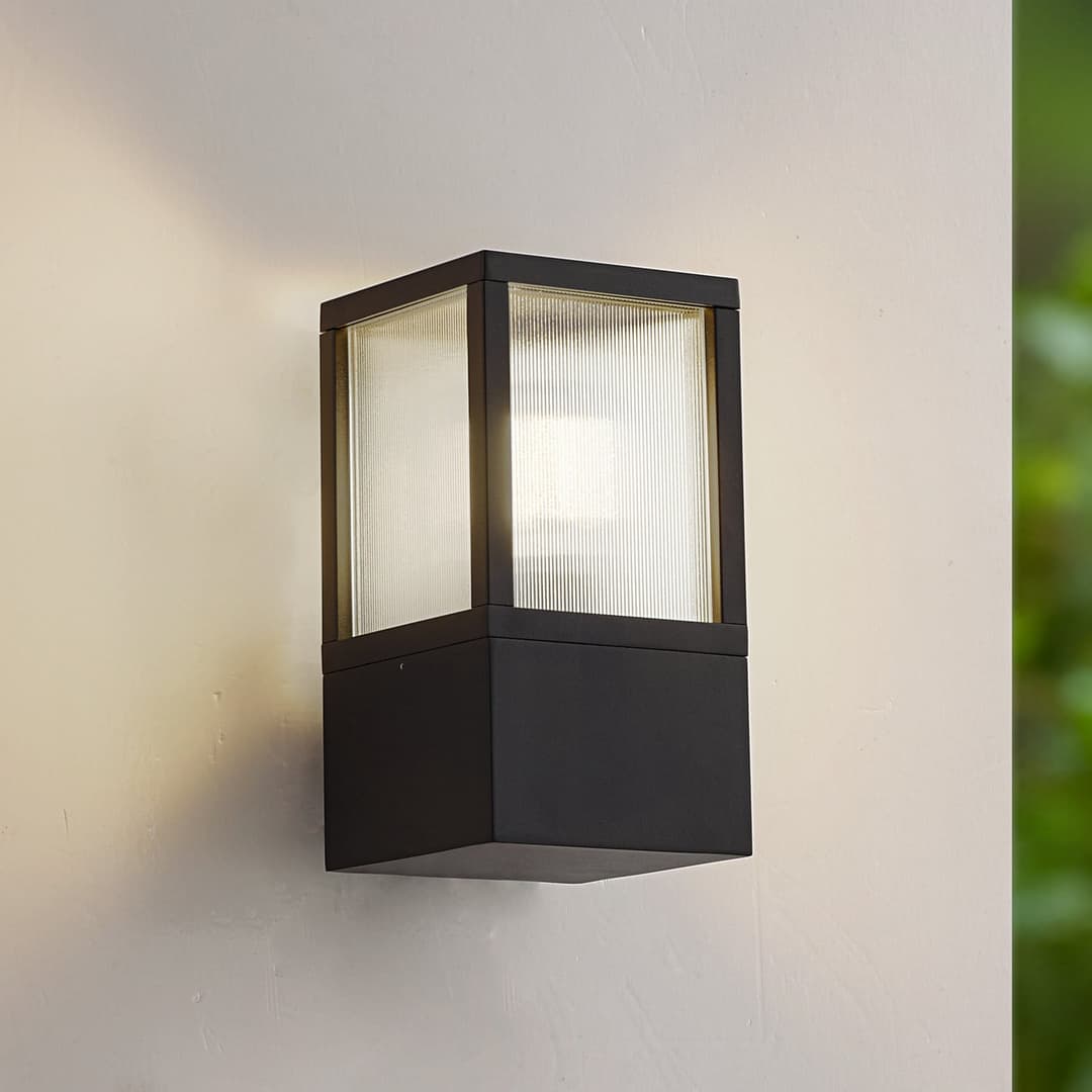 Klemens Außenwandlampe, schwarz,Metall, IP54 - Lucande - Balkon - Modern - Aluminium - Eckig