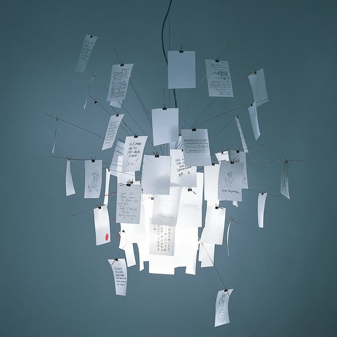 Zettel'z lampe 6 Pendelleuchte Ø80cm - Ingo Maurer Zettel'z 6 - Wohnzimmer - Papier / Karton