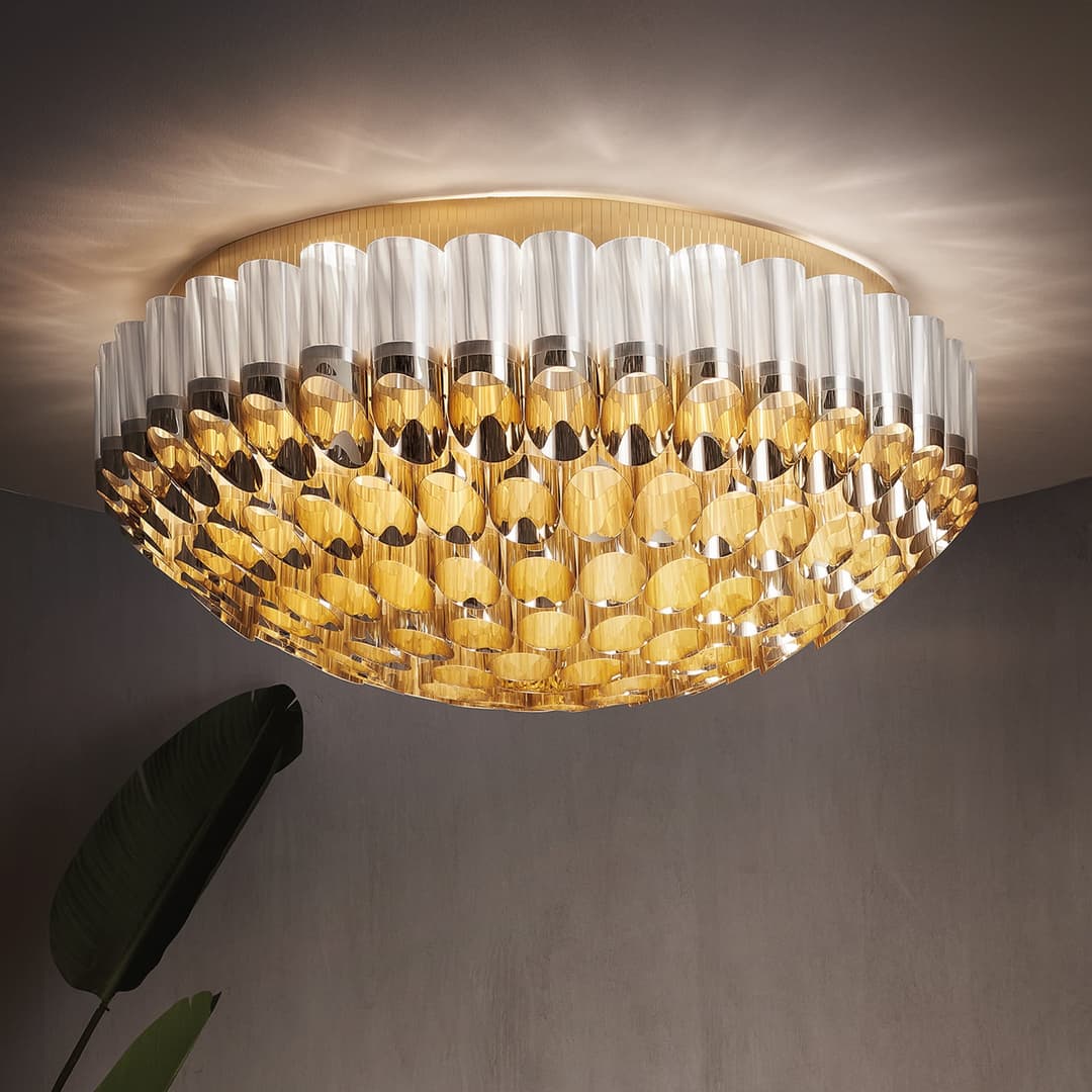 Odeon Ceiling Deckenleuchte, gold, Ø 102 cm - Slamp - Wohnzimmer - Design - Kunststoff - Rund