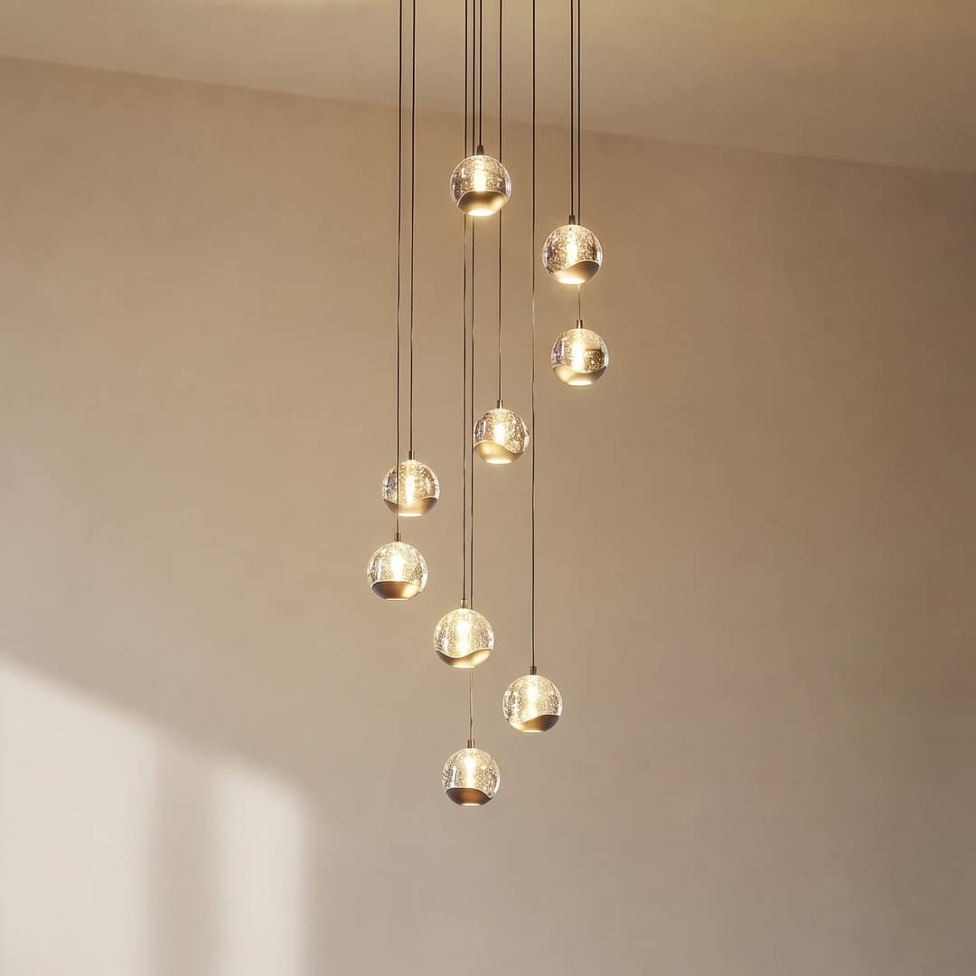 Hayley LED-Hängelampe neunflammig schwarz Glas - Lucande - Wohnzimmer - Design - Mehrflammig