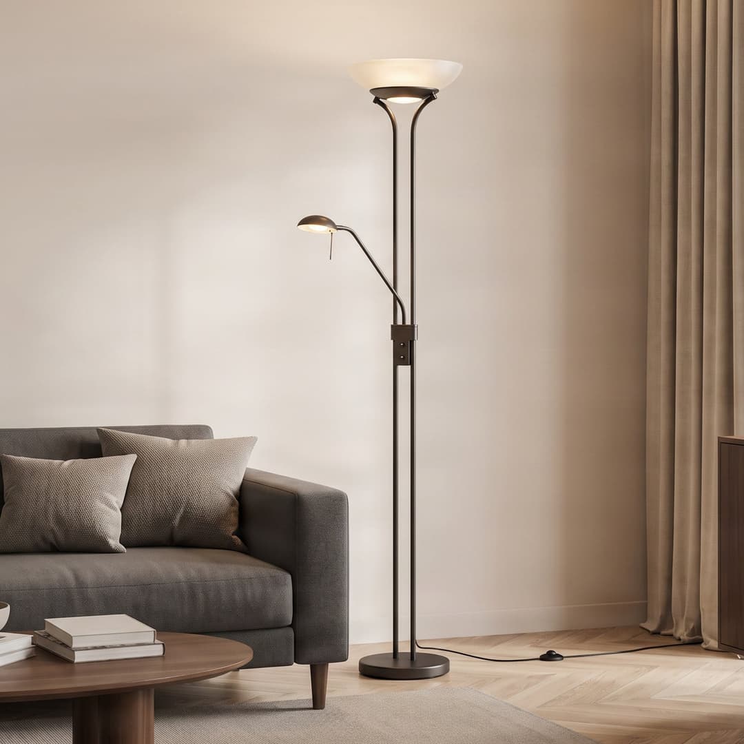 Yveta Stehleuchte Rust/White - Lindby - Wohnzimmer - Landhaus / Rustikal - Metall - Mehrflammig