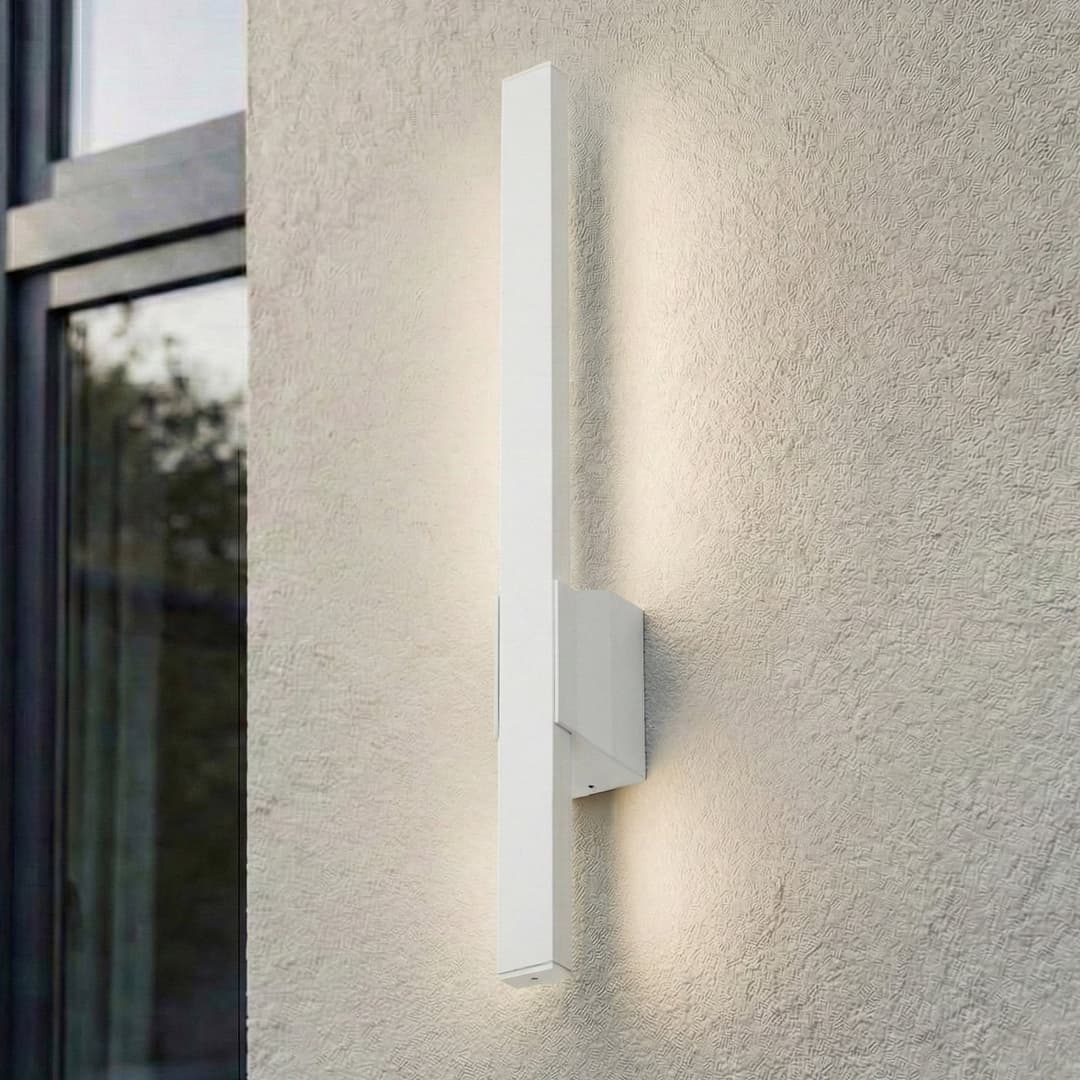 Sakari LED-Außenwandleuchte, Höhe 50 cm, Alu, weiß - Lindby - Terrasse - Modern - Aluminium - Einflammig