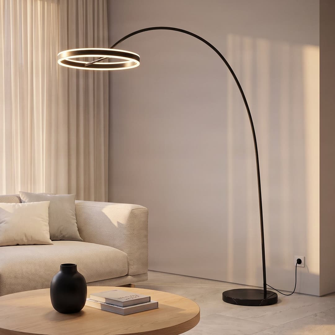 Yekta LED Stehleuchte Black - Lucande - Wohnzimmer - Design - Metall - Einflammig