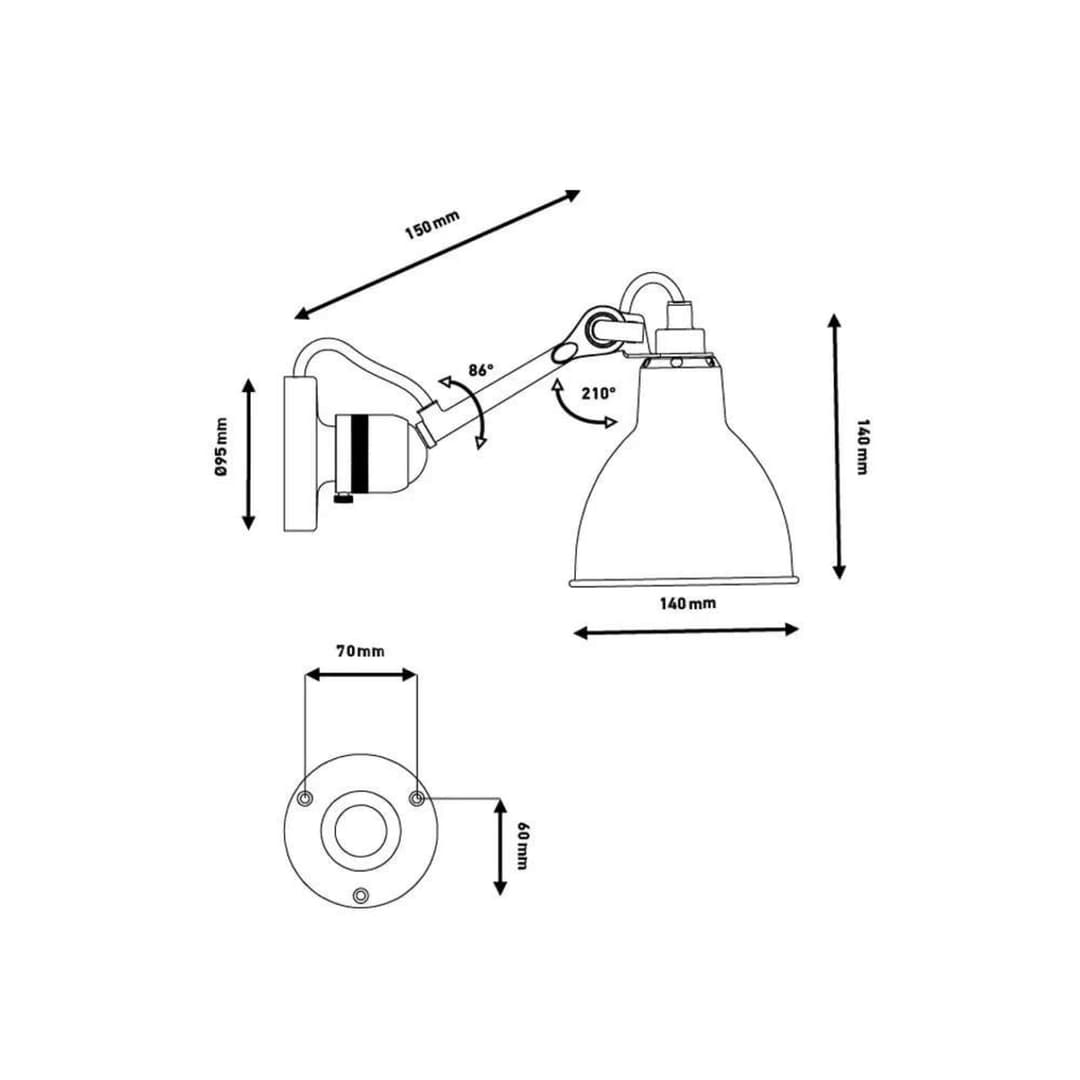 Lampe Gras 304SW Wandleuchte, schwarz/weiß - DCW - Wohnzimmer - Design - Metall