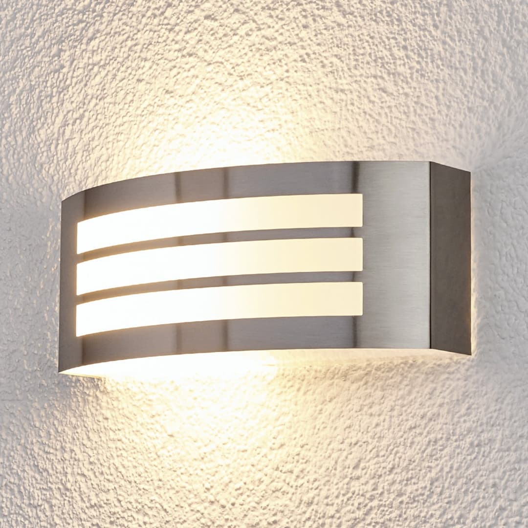 Raja Striped Außenwandleuchte Stainless Steel - Lindby - Balkon - Modern - Edelstahl - Eckig