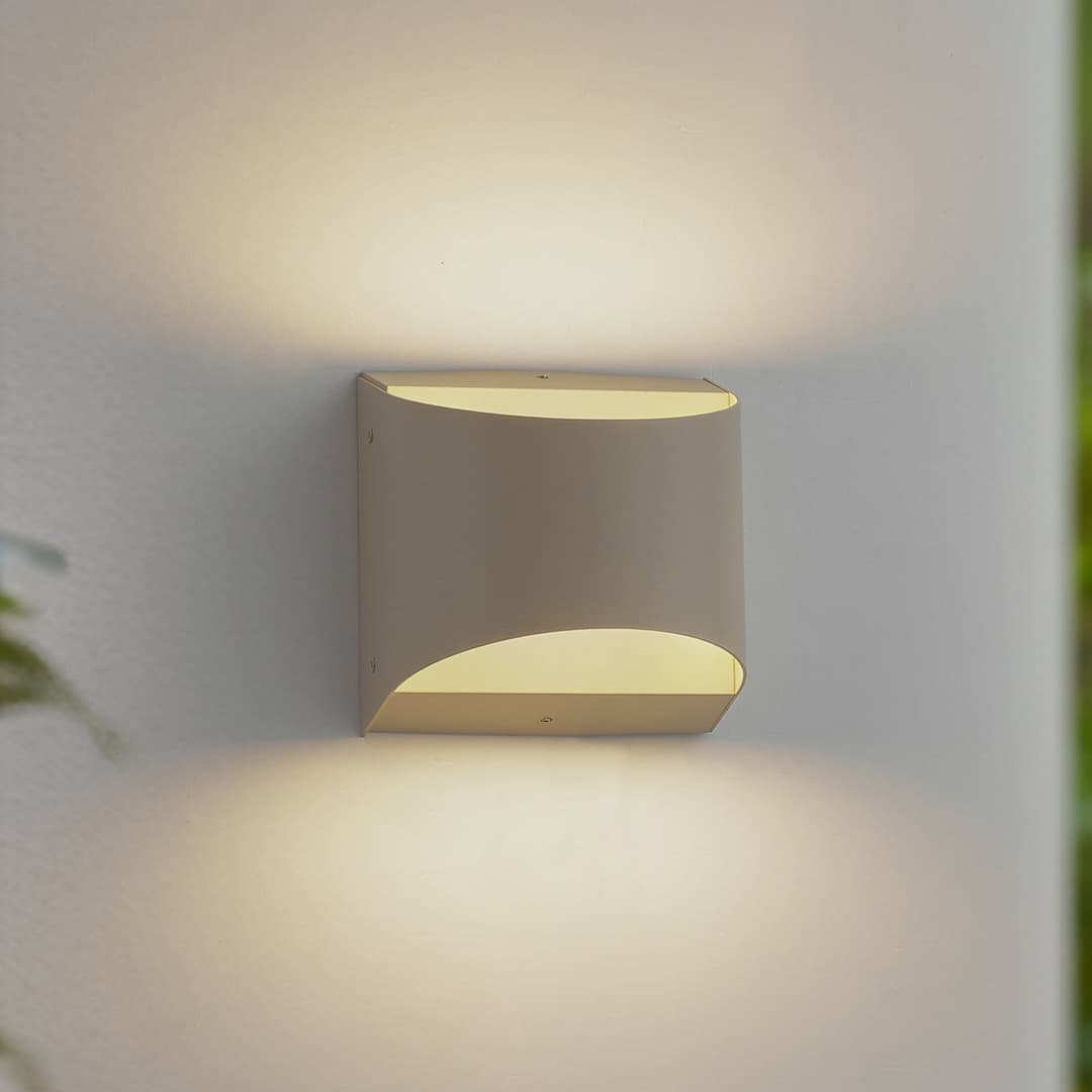 Lenore LED-Außenwandleuchte 13,5 cm beige Metall - Lindby - Balkon - Modern - Aluminium - Einflammig