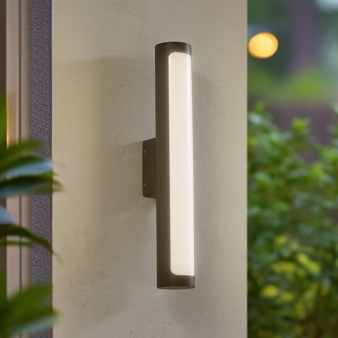 Tuberia LED-Außenwandlampe, anthrazit, Ø 7cm - Lucande - Terrasse - Modern - Aluminium - Einflammig