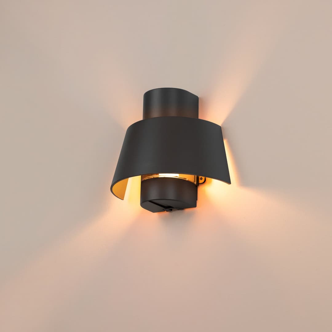Photoni Außenwandlampe, schwarz, Alu, Breite 25 cm - SLV - Terrasse - Aluminium - Einflammig