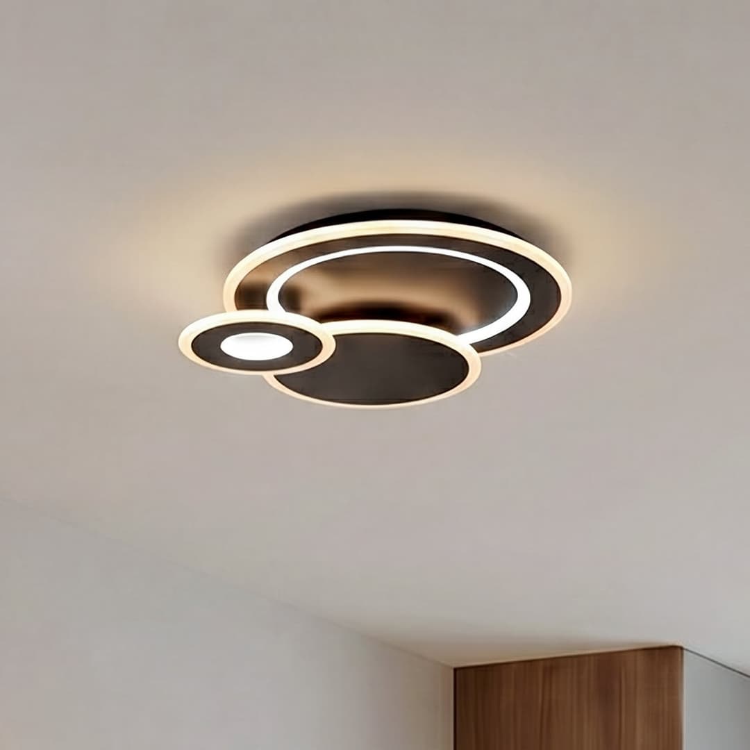 Briar LED-Deckenlampe, Metall, schwarz, Fernbedienung - Lindby - Wohnzimmer - Modern - Kunststoff - Mehrflammig