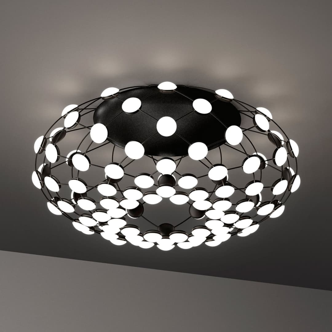 Mesh Deckenleuchte Ø72xH32 Black - Luceplan - Wohnzimmer - Modern - Metall - Rund