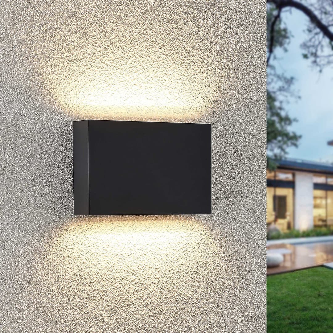 Lindby LED-Außenwandleuchte Jarte, 3er-Set, up/down, IP65 - Balkon - Modern - Kunststoff - Eckig
