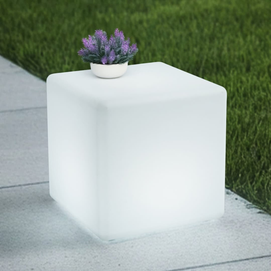 Cubara LED Portable Außenleuchte RGB Weiß - Lindby - Terrasse - Modern - Kunststoff - Einflammig