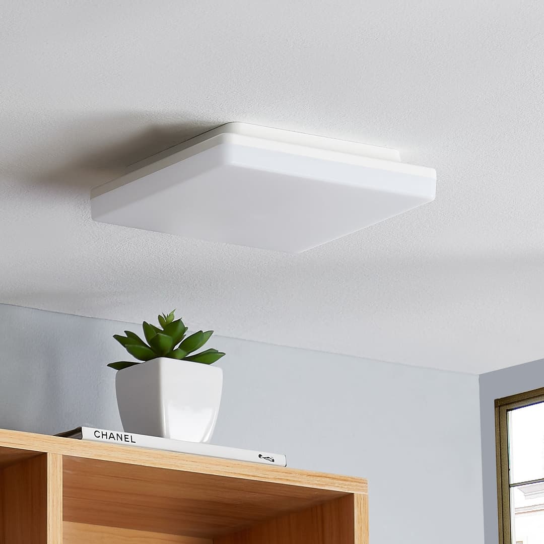 LED-Deckenlampe Artin, 22 cm, weiß, eckig, Sensor - Prios Artin - Badezimmer - Modern - Kunststoff