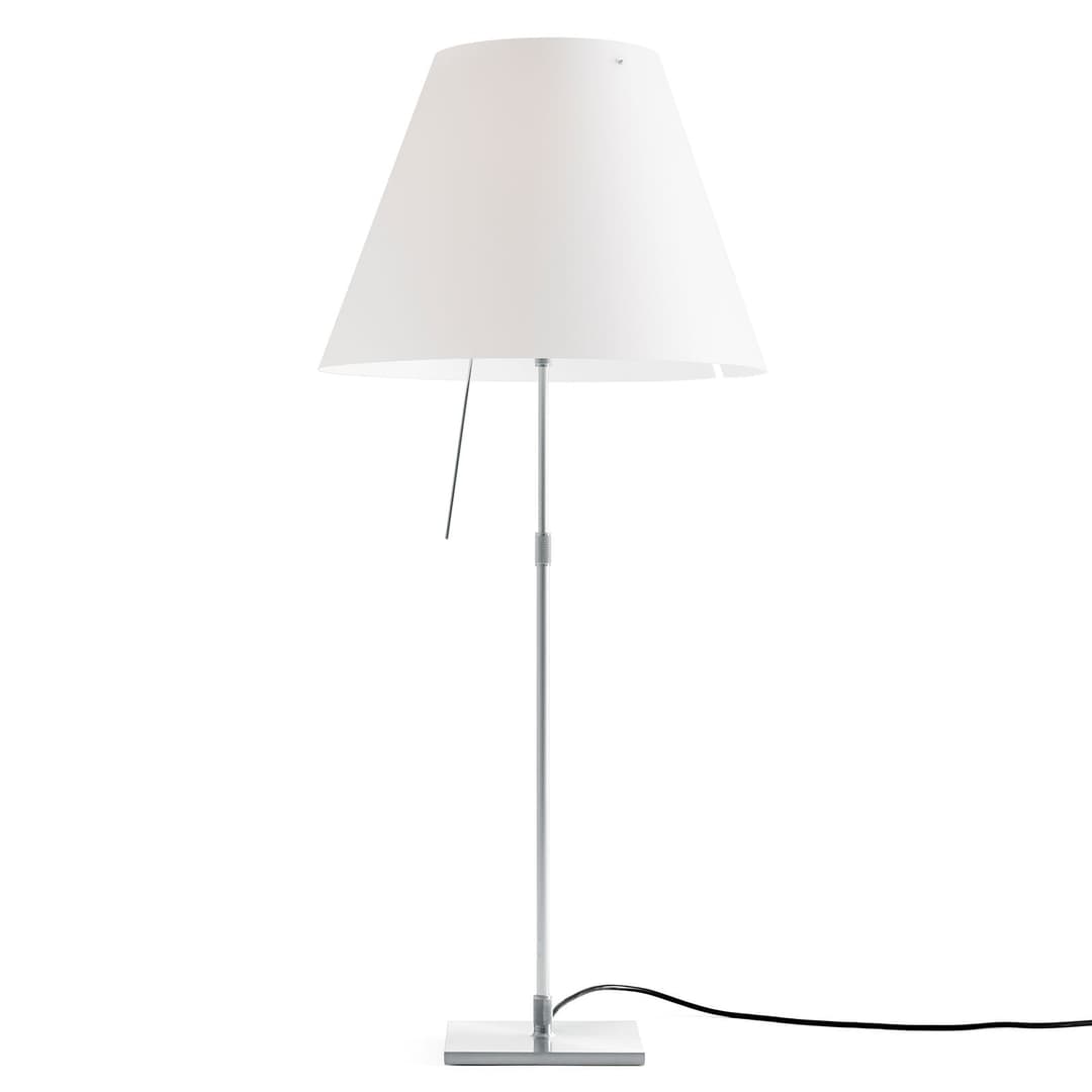 Costanza Tischleuchte m/Dimmer Alu/ White - Luceplan - Wohnzimmer - Design - Metall - Mit Schirm