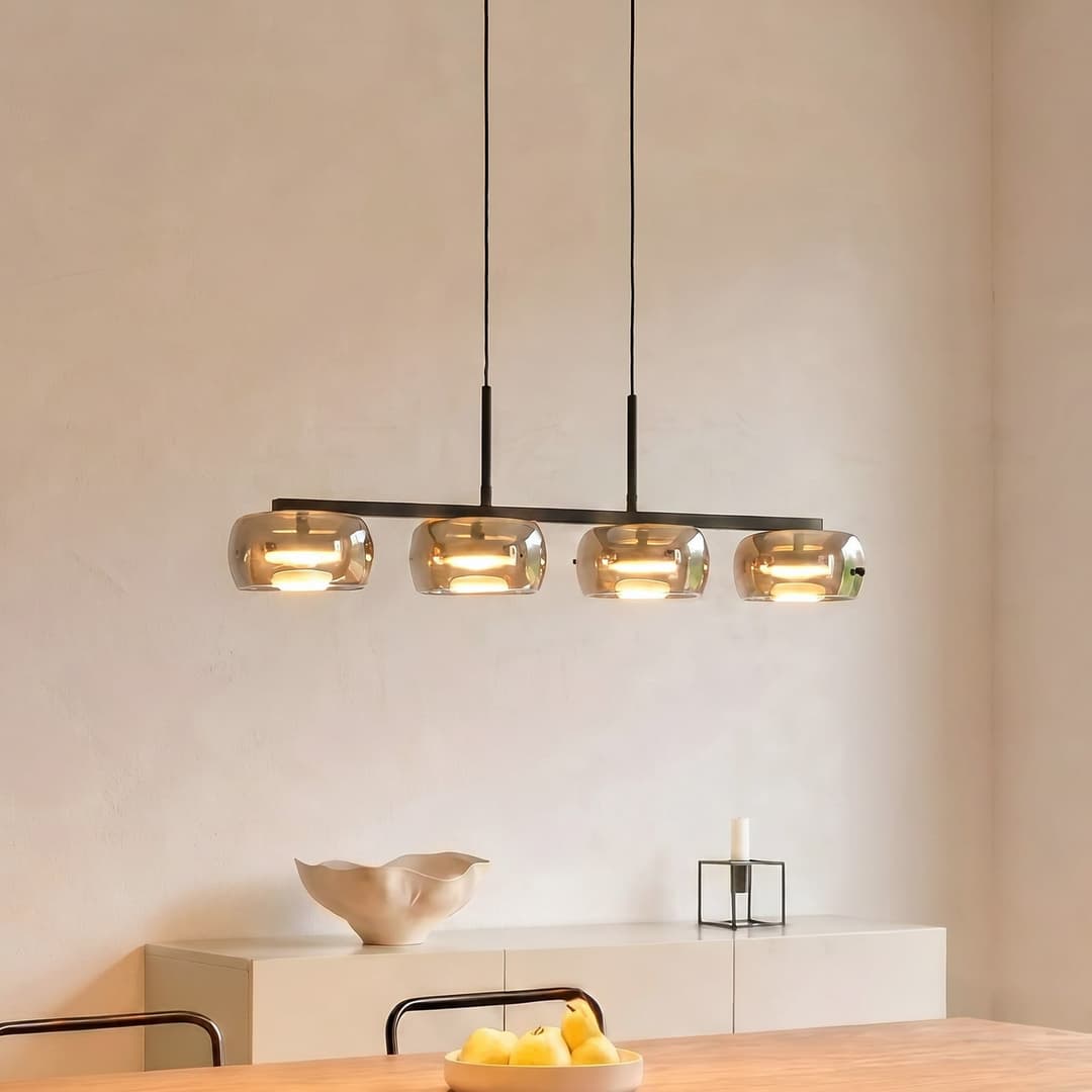 Martis LED-Hängeleuchte, 4-flammig, amber, dimmbar - Lucande - Esszimmer - Modern - Glas - Mehrflammig