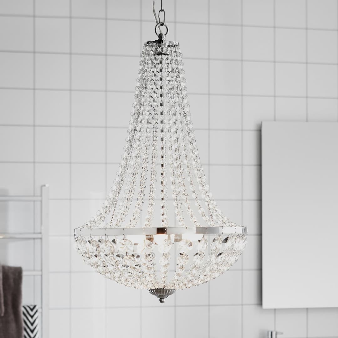 Gränsö 3 Kronleuchter IP44 chrom - Markslöjd - Badezimmer - Kristall - Mehrflammig