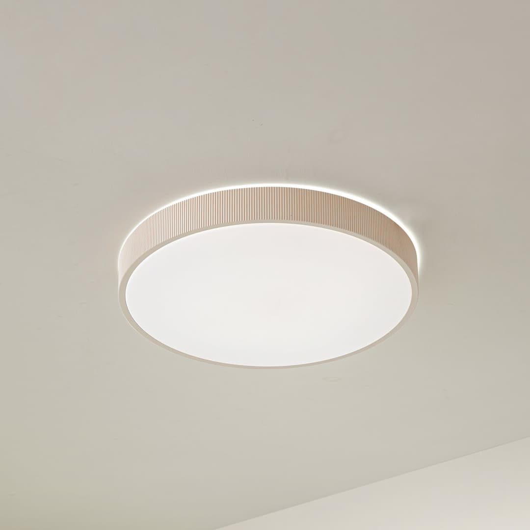Zylo LED-Deckenlampe Beige Ø 49 cm CCT dimmbar - Lindby - Wohnzimmer - Kunststoff - Bündig