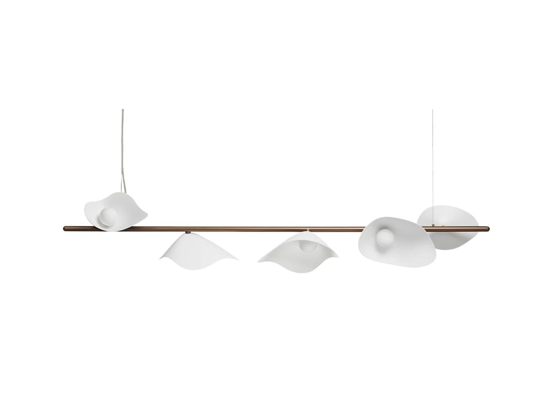 Florii 5 LED-Pendellampe, bronze/weiß, Länge 120 cm - Nuura - Esszimmer - Skandinavisch - Metall - Mehrflammig