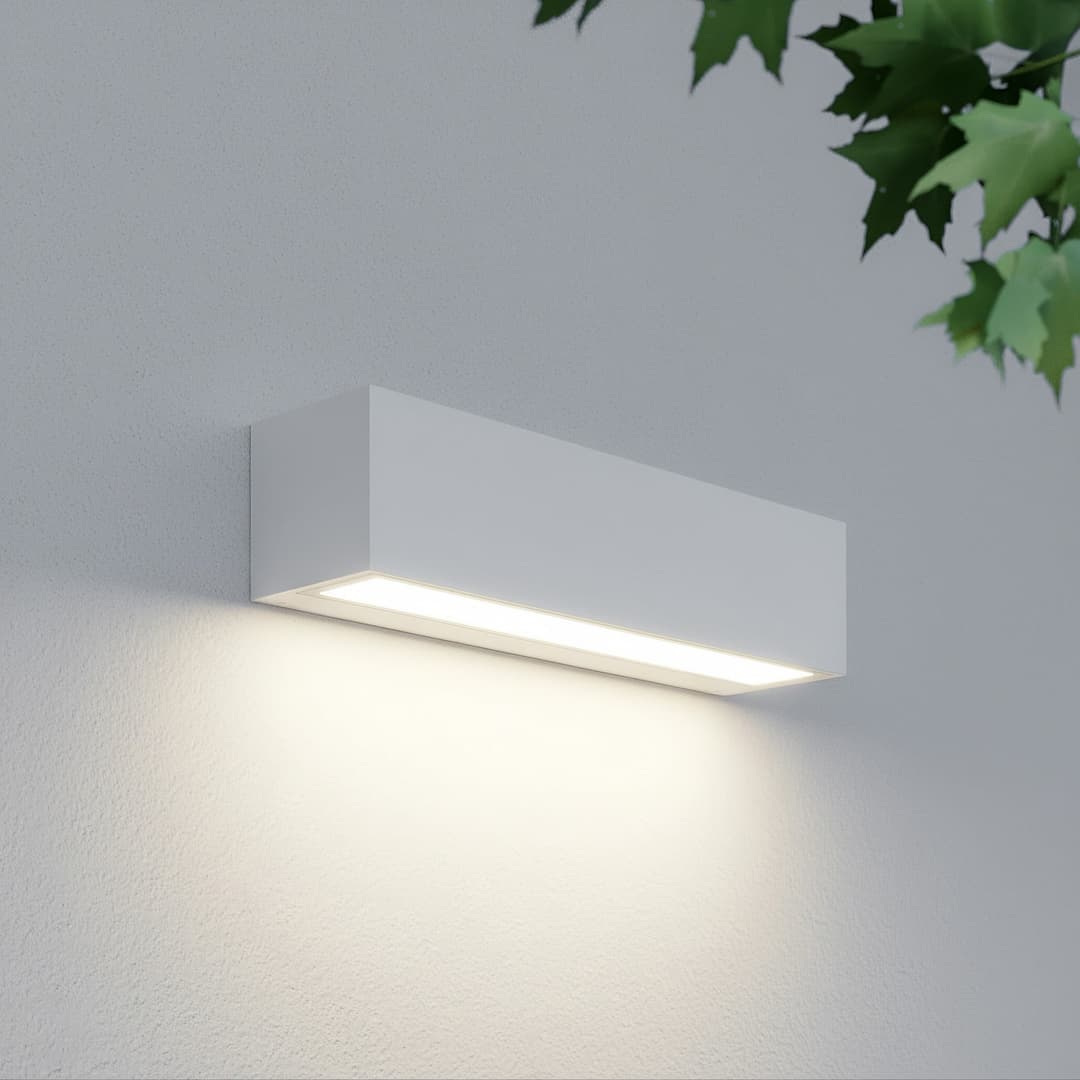 Lengo LED-Außenwandlampe, 25cm, weiß, down, 3000K - Lucande - Modern - Aluminium - Eckig