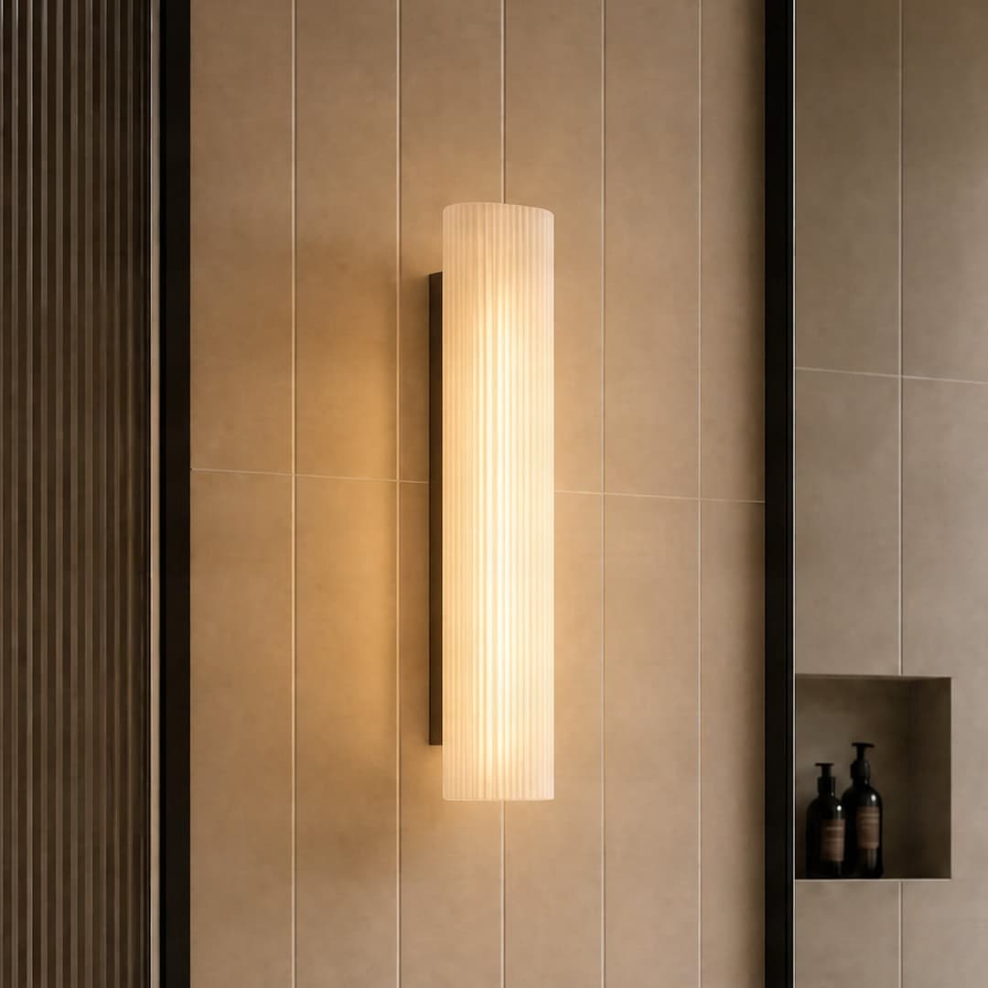 Victoire LED-Badwandlampe, 50 cm, weiß/chrom, CCT, Glas - Lucande - Badezimmer - Modern - Einflammig